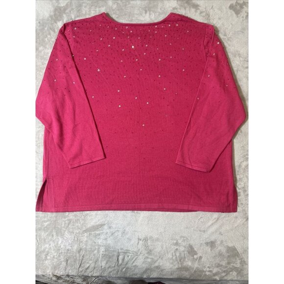 Women’s Quacker Factory Sweater Pink Beaded Plus 3X - Picture 12 of 14